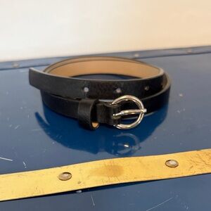 Black Leather Belt with Silver Buckle